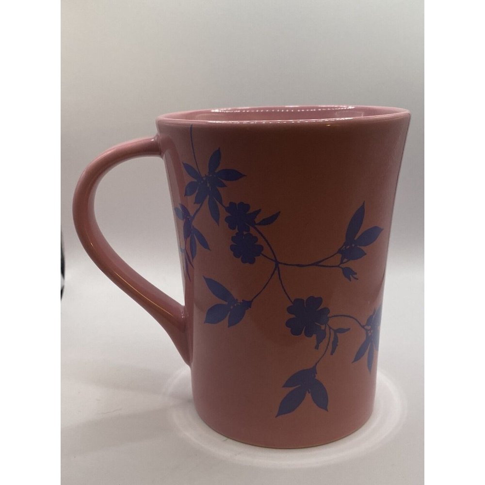Starbucks Pink Purple Floral Flowers Bird Ceramic Coffee Tea Mug Cup 13 oz